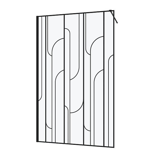 AURLANE - Paroi de douche à l'italienne 120x195cm Sérigraphie Art Déco Arrondie - Noir Mat - GATSBY - large