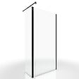 AURLANE - Paroi de Douche et Volet Pivotant 90+40x200 cm - Verre Transparent - Barre de Fixation Noire - vignette