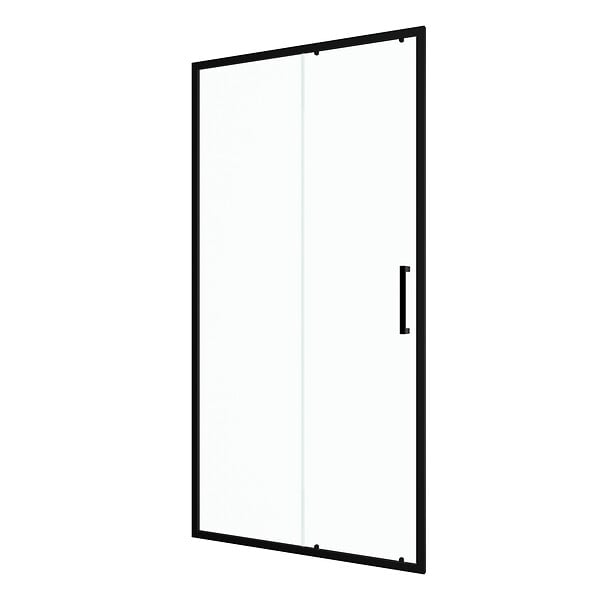 AURLANE - Porte de douche coulissante 100x200 cm - Verre transparent - Profilé Noir - CRUSH - large