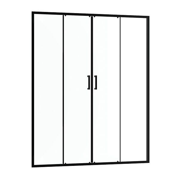 AURLANE - Porte de douche Double Coulissant 160x200 cm - Verre transparent - Profilé Noir - CRUSH - large