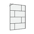 AURLANE - Paroi de douche a l'italienne serigraphie type Briques - 140x195cm - Profile noir mat - verre 5mm - vignette