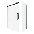 AURLANE - Porte de douche coulissante 140x200 cm noir mat - rail soft close + RETOUR 90 cm - vignette