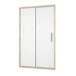 AURLANE - Porte de douche 120 coulissante HINATA - style Japandi géométrique - Cadre effet Bois - Verre 6mm - vignette