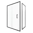 AURLANE - Porte de douche + Retour 140x80x200 cm - Verre 6 mm - Profilé Noir - CRUSH - vignette