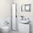 VIDAXL - vidaXL Armoire de salle de bain blanc 25x26,5x170 cm bois d'ingénierie - vignette