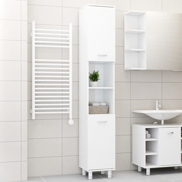 VIDAXL - vidaXL Armoire de salle de bain Blanc brillant Bois d'ingénierie - large