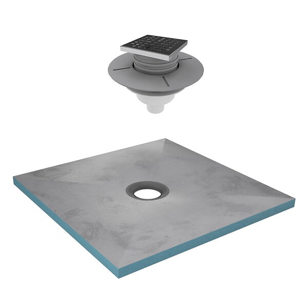AURLANE - Receveur de Douche à Carreler 90x90 cm avec Bondes à Sortie Verticale - Grille Inox - large