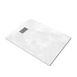 AURLANE - Receveur de douche Blanc Effet Pierre 90x120 cm et Grille décor Linéaire en Inox - vignette