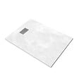 AURLANE - Receveur de douche Blanc Effet Pierre 90x120 cm et Grille décor Perforée en Inox - vignette
