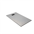 AURLANE - Receveur de douche Gris Effet Pierre 90x140 cm et Grille décor Linéaire Noire Mate - vignette