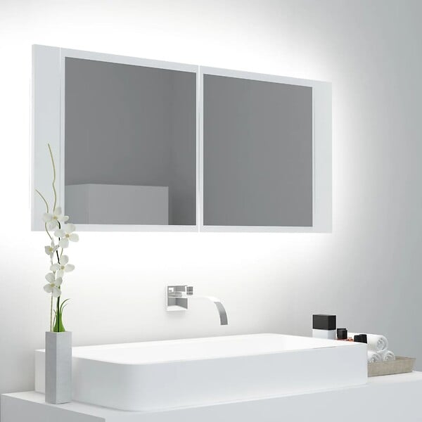 VIDAXL - vidaXL Armoire salle de bain à miroir LED Blanc 100x12x45 cm Acrylique - large
