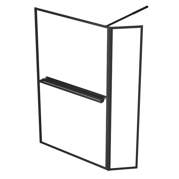 AURLANE - Paroi de Douche avec Volet Pivotant 120+40x200cm - Profilé, Porte-serviette et étagère NOIR MAT - large
