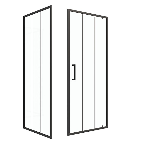 AURLANE - Porte de douche serigraphiee - 90x200cm + Paroi retour - 90x200 cm - PORTE PIVOTANTE - large