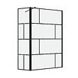 AURLANE - Paroi de douche avec pivot 120+40x195cm - Sérigraphie type Briques et Profilés Noir - DARK BLOCKS - vignette