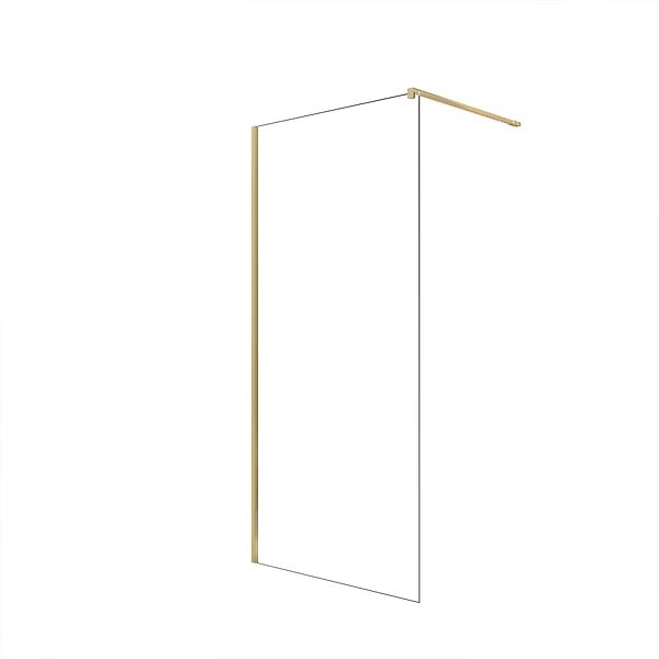 AURLANE - Paroi de Douche 100x195 cm en Verre Trempé 5 mm - Finition Or Brossé - GOLD ELEMENTARY - large