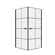 AURLANE - Portes de Douche en Angle 90x90x190 cm - Motifs carrés - Profilés Noir Mat - BLACK CUBE - vignette