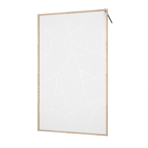 AURLANE - Paroi de douche 120 x 200 HINATA style Japandi courbes douces - Cadre effet Bois - Verre 6mm - large
