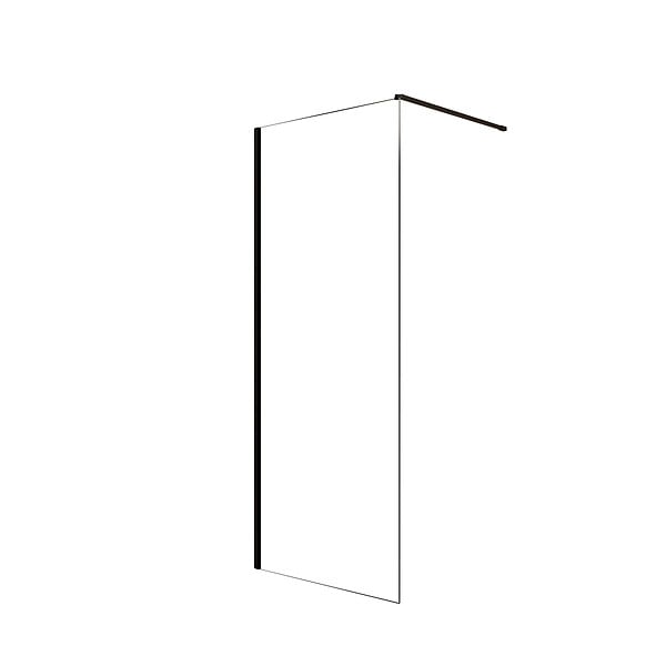 AURLANE - Paroi de Douche 80x200cm en Verre Trempé Transparent 8mm Anticalcaire - Profilé Noir Mat - LINA - large