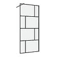 AURLANE - Paroi de douche a l'italienne serigraphie type Briques - 90x195cm - Profile noir mat - verre 5mm - vignette