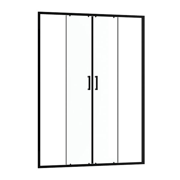AURLANE - Porte de douche Double Coulissant 140x200 cm - Verre transparent - Profilé Noir - CRUSH - large