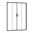 AURLANE - Porte de douche Double Coulissant 140x200 cm - Verre transparent - Profilé Noir - CRUSH - vignette