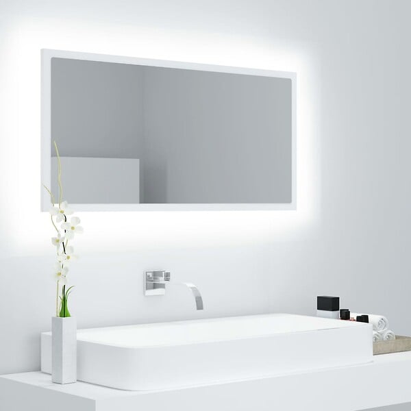 VIDAXL - vidaXL Miroir à LED de salle de bain Blanc 90x8,5x37 cm Acrylique - large