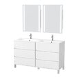 AURLANE - Meuble Salle de Bains 120 cm Laqué Blanc 6 Tiroirs, Vasque, Miroirs 60x80 à Leds intégrées - XENOS - vignette