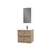AURLANE - Pack Meuble SDB 60cm suspendu 2 tiroirs Chene_Vasque blanche + Miroir Led - TIMBER 60_Pack10 - vignette