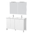 AURLANE - Meuble Salle de Bains 120 cm Laqué Blanc 4 Portes, Vasque, Miroirs 60x80 et Réglettes Led - XENOS - vignette