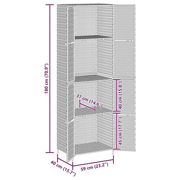 VIDAXL - vidaXL Armoire de rangement jardin Gris 59x40x180 cm Résine tressée - large
