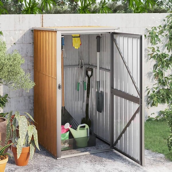 VIDAXL - vidaXL Abri à outils de jardin marron 88x89x161 cm acier galvanisé - large