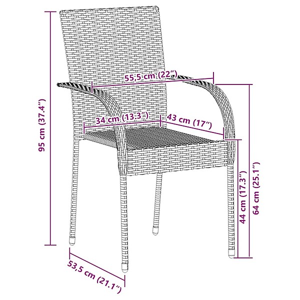 VIDAXL - vidaXL Chaises empilables d'extérieur lot de 6 Résine tressée Noir - large