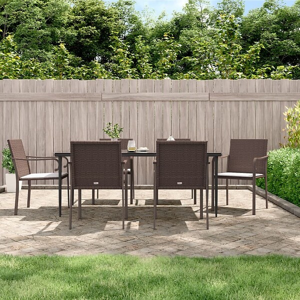VIDAXL - vidaXL Chaises de jardin et coussins lot de 6 marron 56x59x84 cm rotin - large