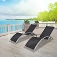 VIDAXL - vidaXL Chaises longues avec table Aluminium Noir - vignette