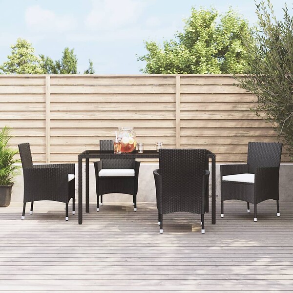 VIDAXL - vidaXL Chaises de jardin avec coussins lot de 4 Résine tressée Noir - large