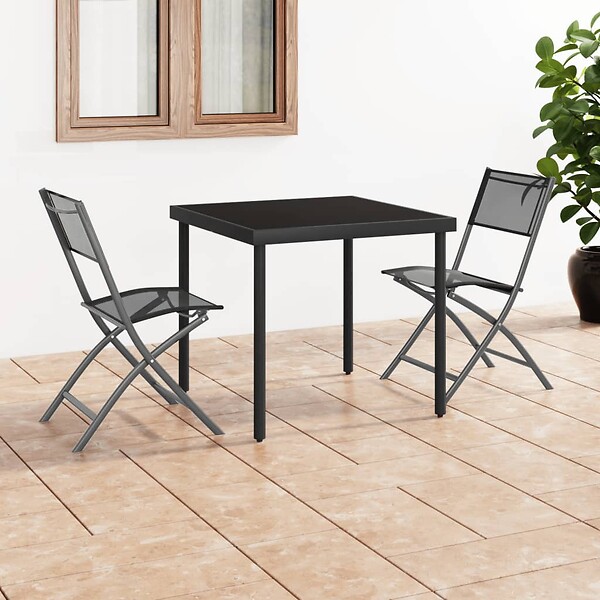 VIDAXL - vidaXL Chaises d'extérieur pliables lot de 2 Noir Acier et textilène - large