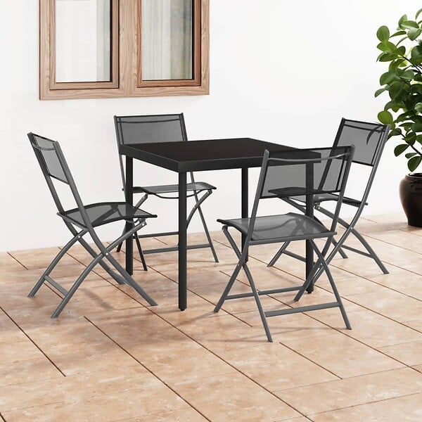 VIDAXL - vidaXL Chaises d'extérieur pliables lot de 4 Noir Acier et textilène - large