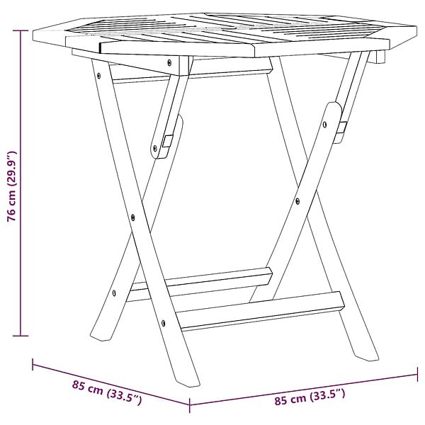 VIDAXL - vidaXL Table pliable de jardin 85x85x76 cm Bois de teck solide - large