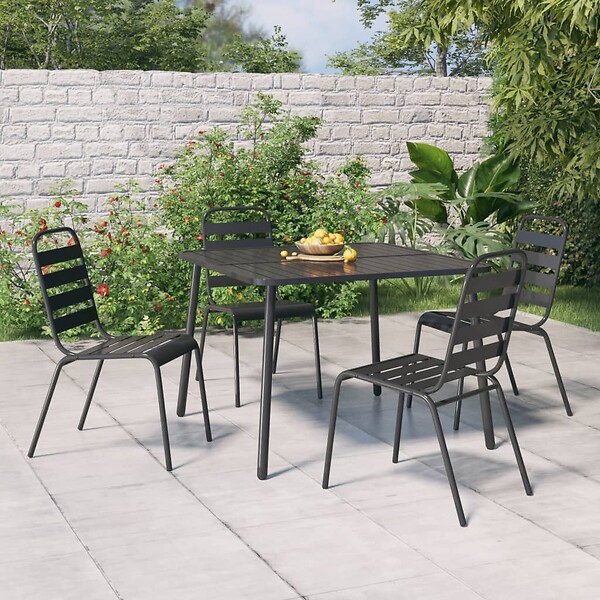 VIDAXL - vidaXL Table de jardin anthracite 100x100x71 cm acier - large