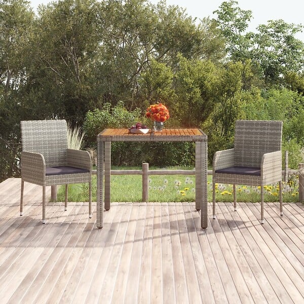 VIDAXL - vidaXL Table de jardin dessus en bois Gris 90x90x75 cm Résine tressée - large