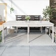 VIDAXL - vidaXL Table de jardin blanc 203,5x100x76 cm bois massif de pin - vignette