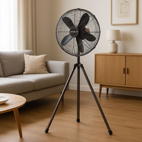 INTEC - Ventilateur sur pieds 50W Design, Télescopique Hauteur réglable 125-145Cm, Brasseur d'air 3 vitesses - large