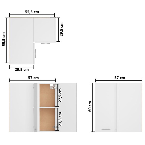 VIDAXL - vidaXL Armoire d'angle suspendue "Lyon" Blanc 57x57x60 cm Bois - large