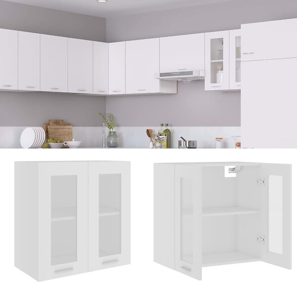VIDAXL - vidaXL Armoire en verre suspendue "Lyon" Blanc 60x31x60 cm - large