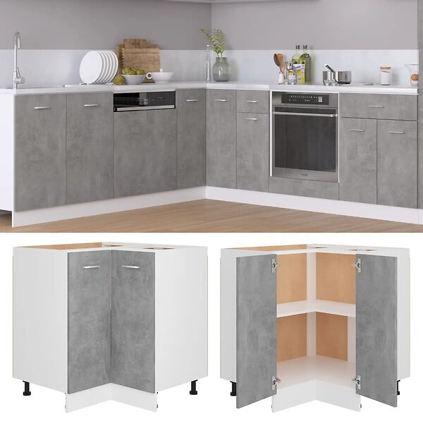 VIDAXL - vidaXL Armoire de plancher d'angle "Lyon" gris béton - large