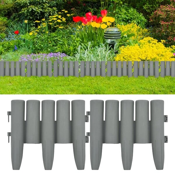 VIDAXL - vidaXL Bordures de pelouse 36 pcs Gris 10 m PP - large