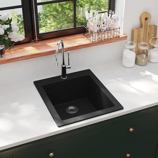 VIDAXL - vidaXL Évier de cuisine Granite Noir - large