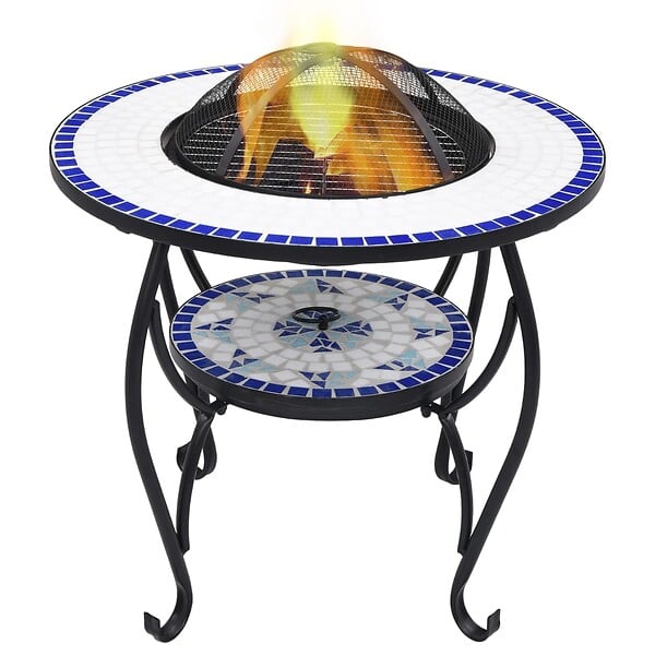 VIDAXL - vidaXL Table de foyer mosaïque Bleu et blanc 68 cm Céramique - large