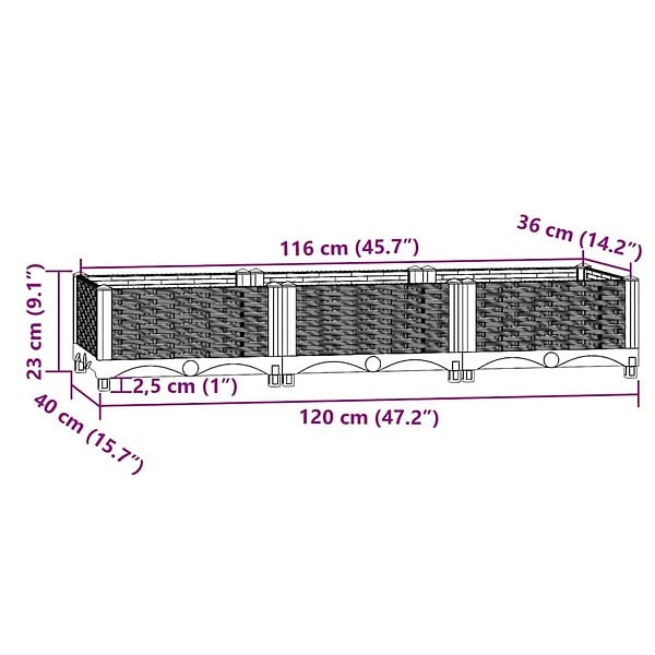 VIDAXL - vidaXL Lit surélevé 120x40x23 cm Polypropylène - large