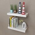 VIDAXL - vidaXL 2 Etagères murales suspendues MDF Blanc Stockage rangement DVD/Livres - vignette